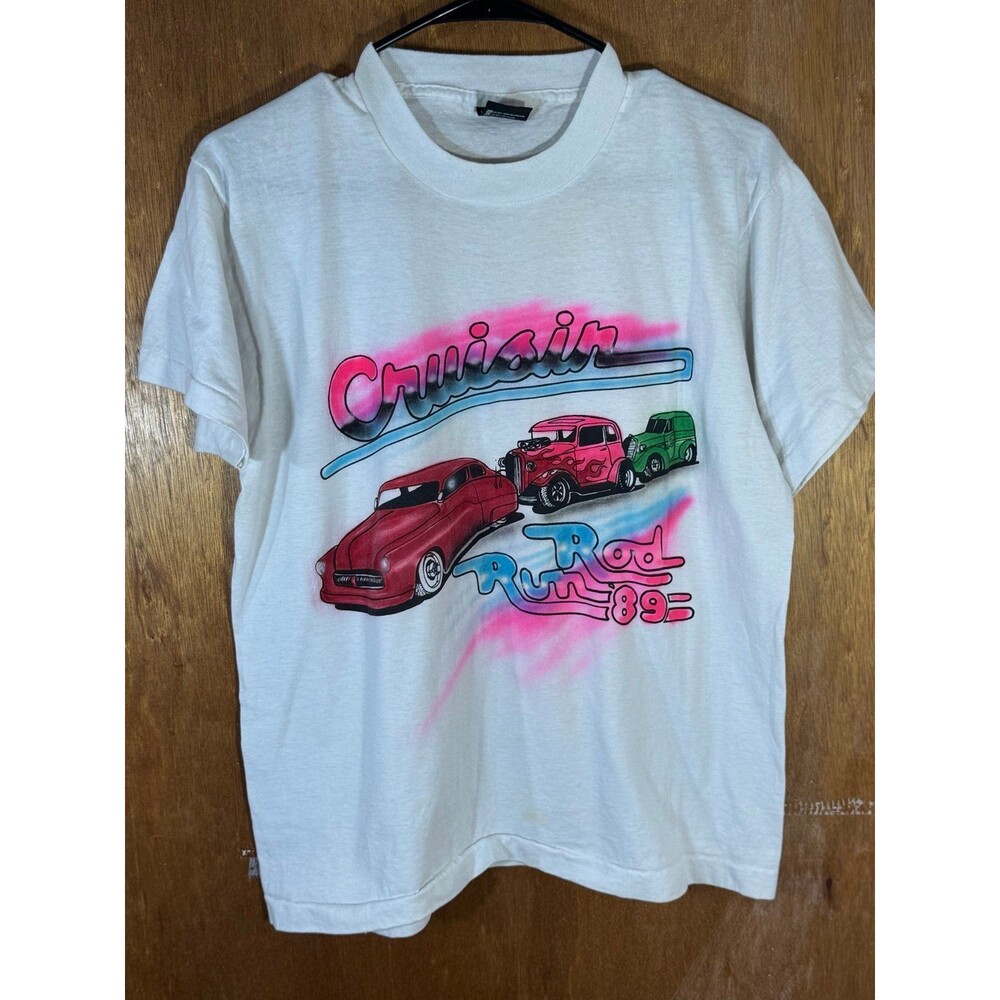 Vintage Cruisin Rod Run Hot Rod Muscle Car 1989 Shirt Screen Stars Large L USA